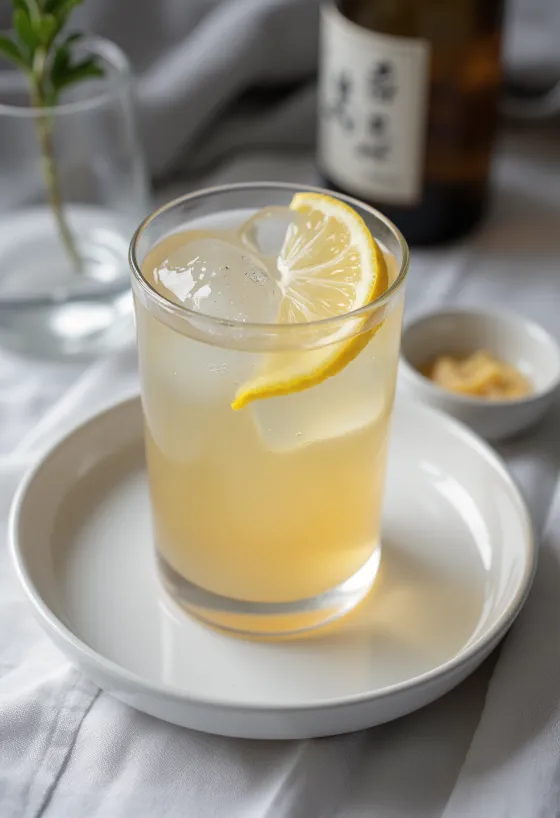 Coquetel de Sidra com Saquê servido no copo