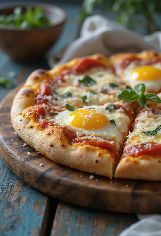Pizza alla parmigiana com berinjela e queijo parmesão