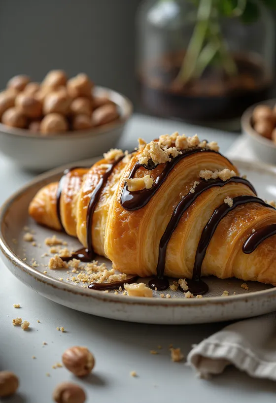 Croissant Ferrero Rocher servido