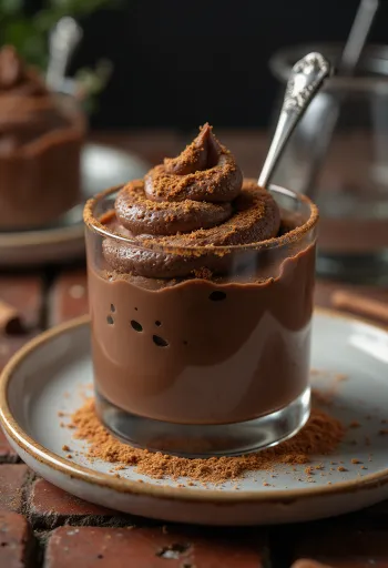 Mousse de chocolate com canela servido em taças