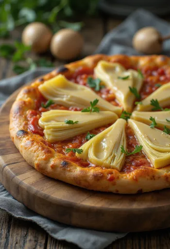 Pizza ai Carciofini servida com alcachofra