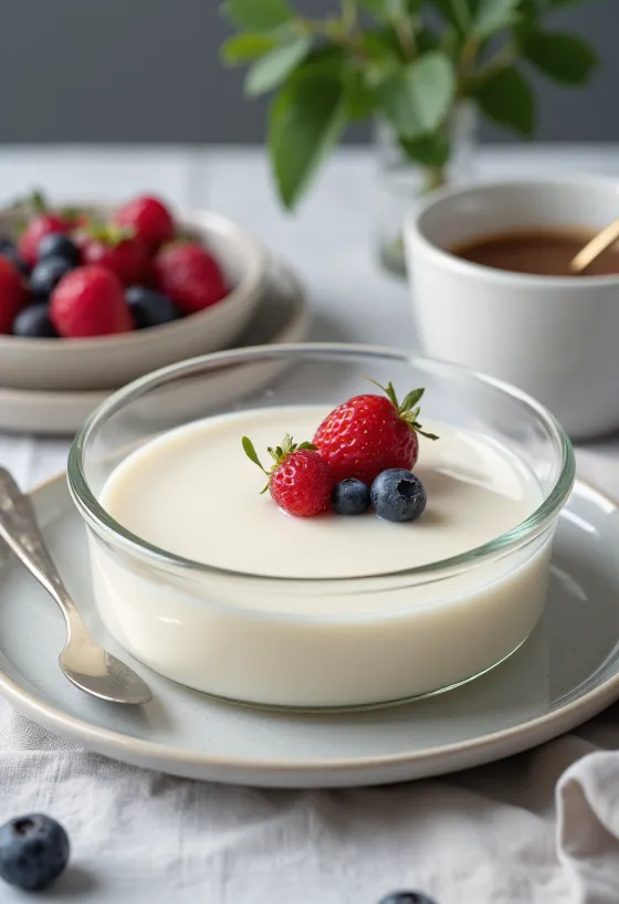 Panna cotta sem açúcar servida