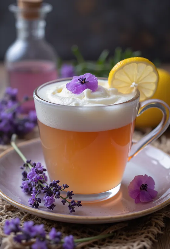 Cidra com lavanda servida no copo
