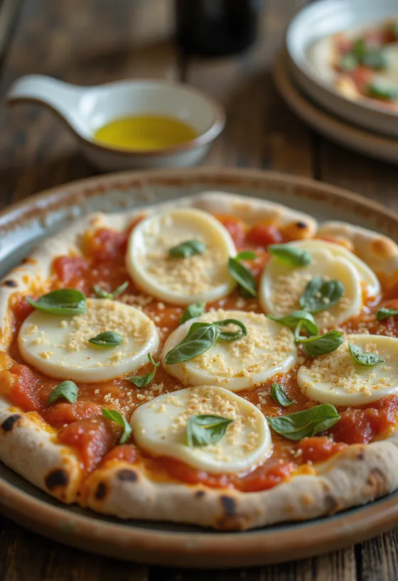 Pizza cilentana com muçarela de búfala