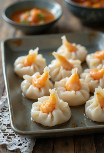 Dumpling de tapioca com camarão e massa transparente
