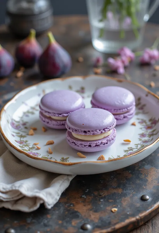 Macaron de creme de figo servido
