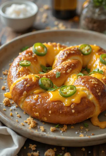 Pretzel de Jalapeño com Queijo recém-assado