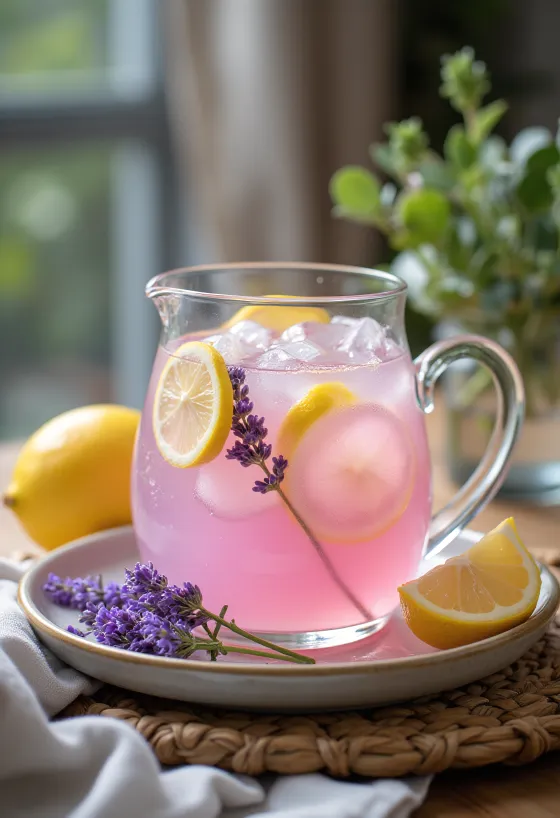 Limonada de lavanda servida no copo