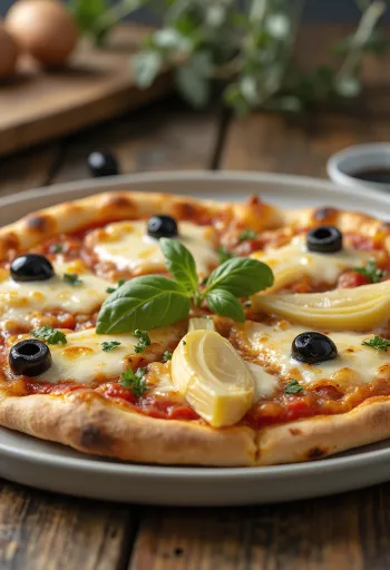 Pizza ai Carciofi e Olive com alcachofra e azeitona