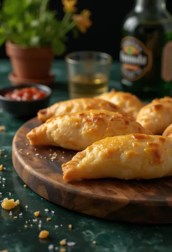 Empanada Chilena de Queijo, com recheio de queijo delicioso, em massa dourada