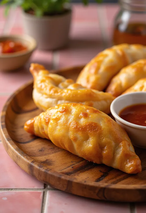 Khushuur pastel de carne mongol servido