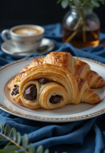 Croissant listrado com massa escura e clara