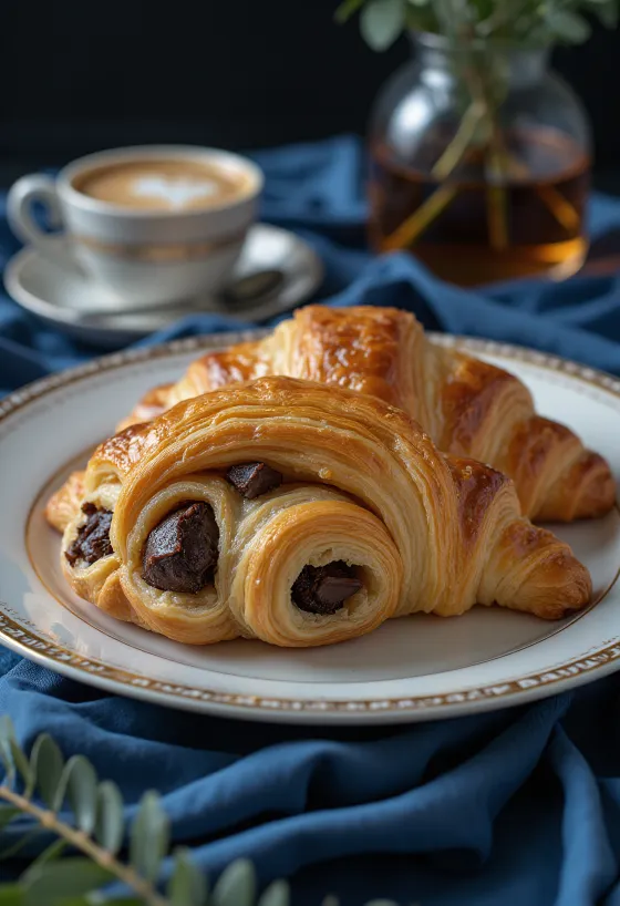 Croissant listrado com massa escura e clara