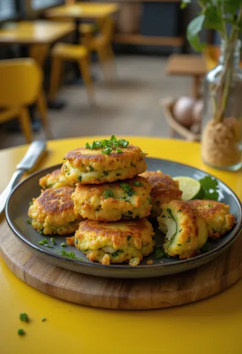 Kolokithokeftedes com alho, bolinho de legumes com ervas frescas