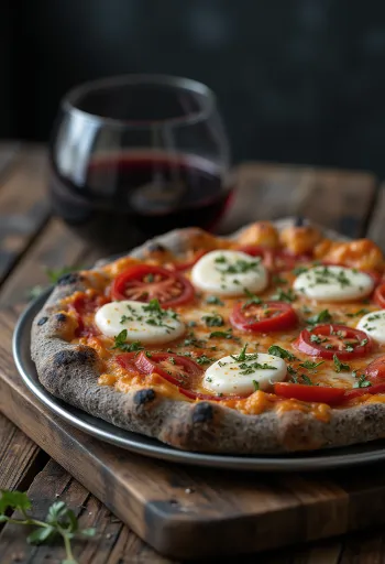 Pizza di Grano Arso feita com trigo queimado e queijos italianos