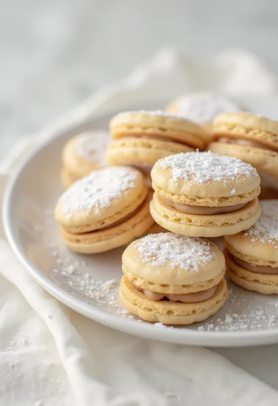 Biscoito Linzer de castanha e baunilha servido