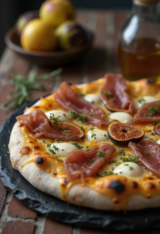 Pizza ai Fichi e Prosciutto com figos e presunto