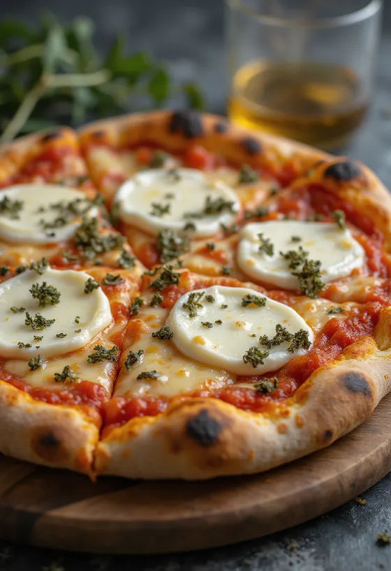 Pizza ai Formaggi di Capra com queijos de cabra e mussarela