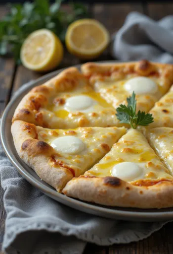 Pizza branca com queijo Grana Padano recém-assada