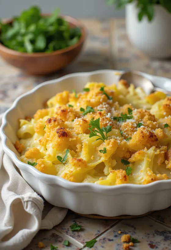 Couve de milão gratinada vegana servida