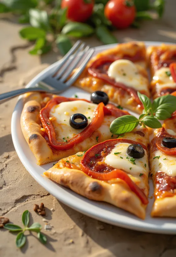 Pizza Espanhola com chorizo, pimentão vermelho e azeitona