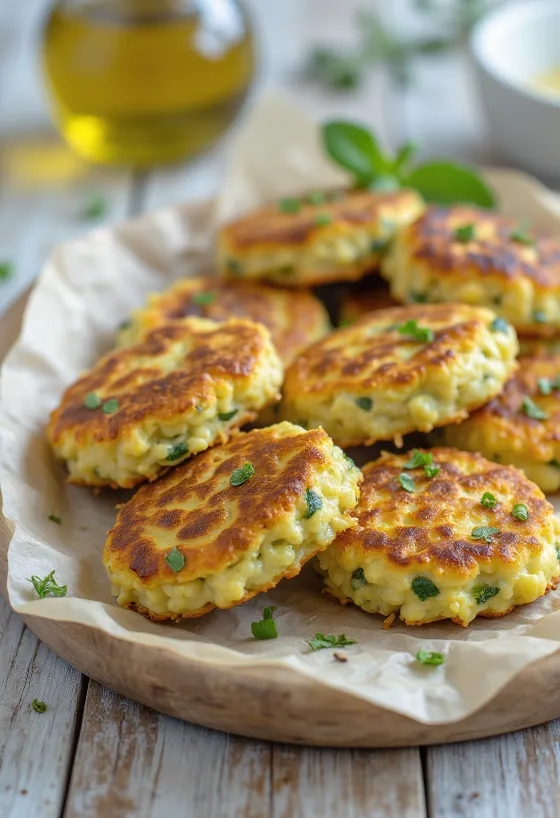 Kolokithokeftedes versão assada, bolinho de legumes com ervas frescas