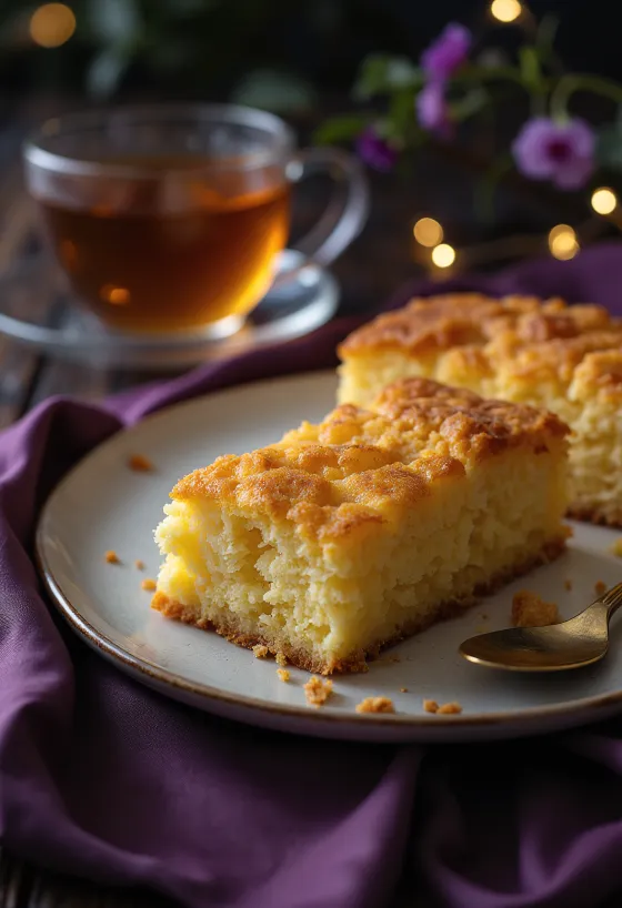 Bolo de okara servido fresco, fatiado